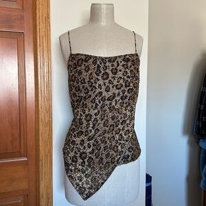 Vintage Caché Beaded Leopard Print Tank Top